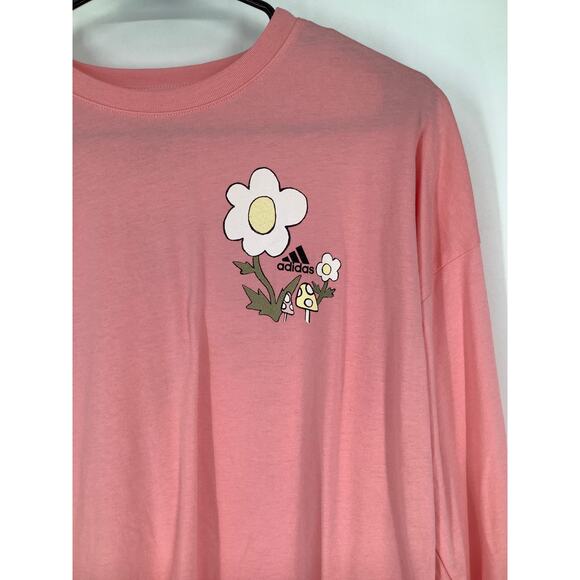 Adidas Girl's Large Pink Keep Going Growing Graphic T Shirt Long Sleeve N3-37 - Picture 2 of 7